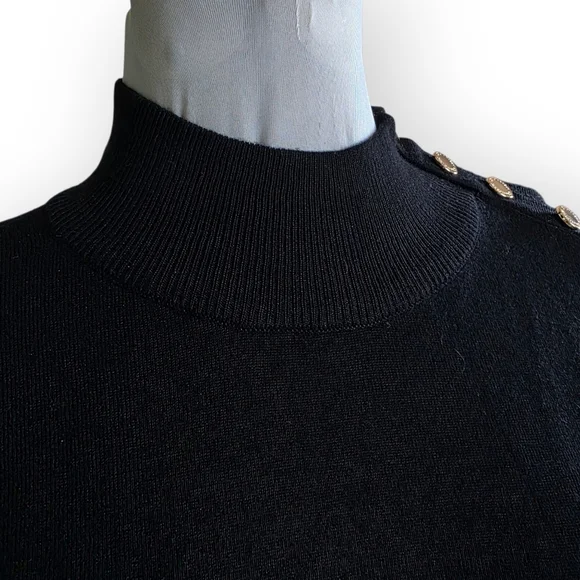 Calvin Klein Mock Neck Sweater, Black, Size Medium - Picture 7 of 9
